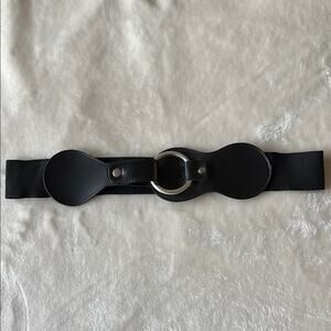 Vintage Black Elastic Fabric Faux Leather Belt